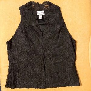 Black lace sleeveless blouse